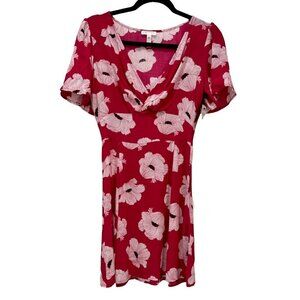 NWT Leith Size XXS Pink / Red Beetroot Linear Floral Dress MSRP $49